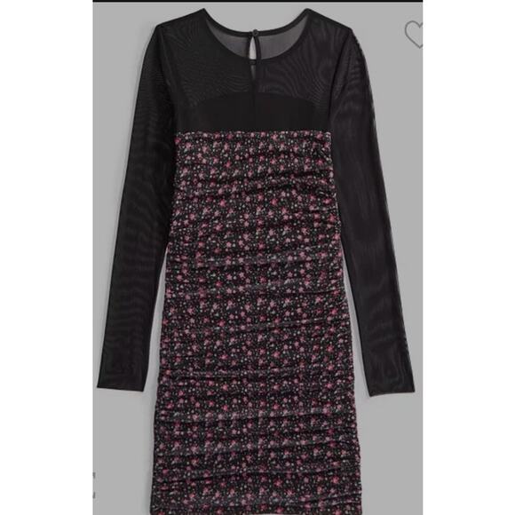 With Jules Big Girls Long-Sleeve Printed Mesh Combo Dress Size S 6065 - Picture 2 of 5